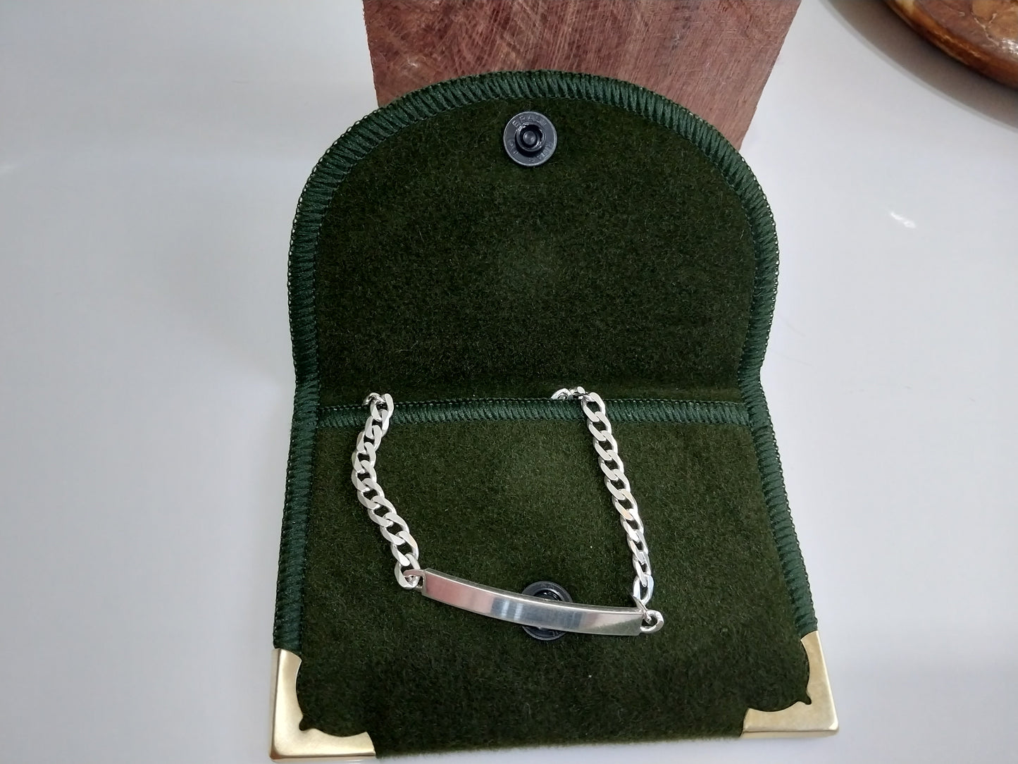 Pulseira de Prata 925 - Groumet - Com Placa.