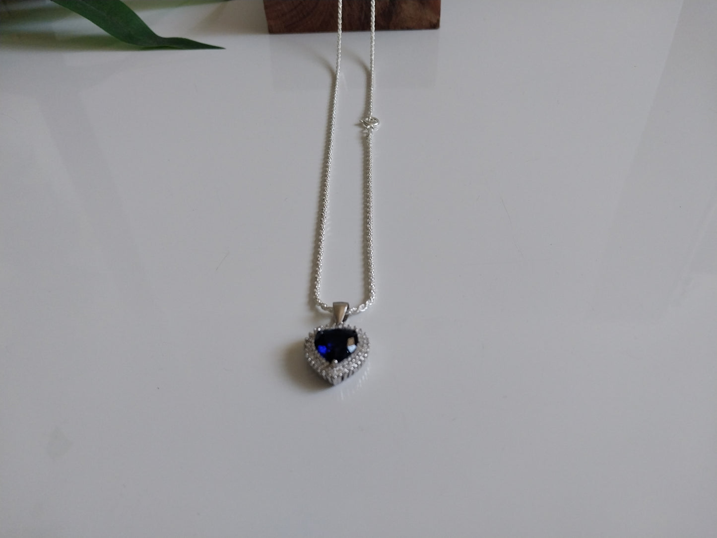 Corrente de Prata 925 - Elo Cordão Baiano com Pingente Coração Azul