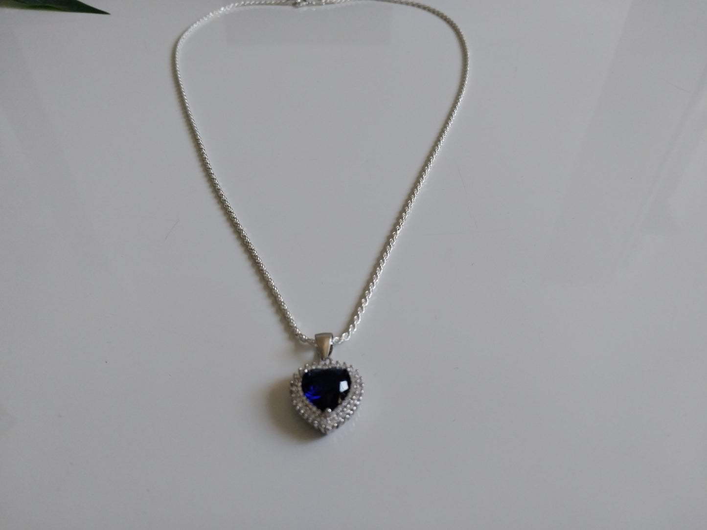 Corrente de Prata 925 - Elo Cordão Baiano com Pingente Coração Azul