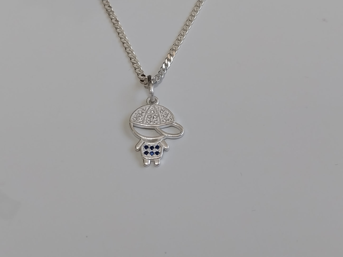 Corrente de Prata 925 - Groumet com Pingente de Prata Menino.