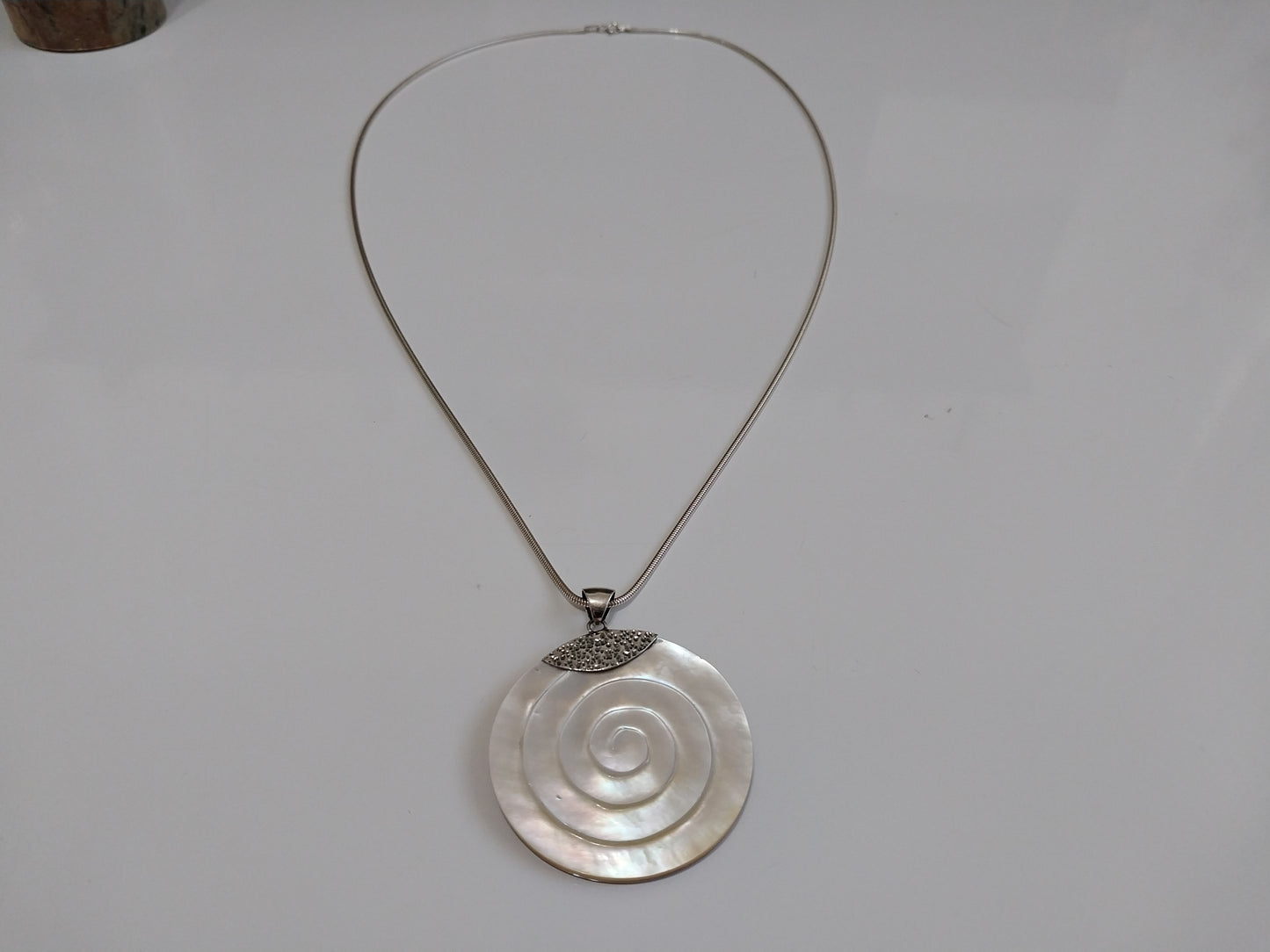 Corrente de Prata 925 - Elo Rabo de Rato e Pingente de Prata Madrepérola.