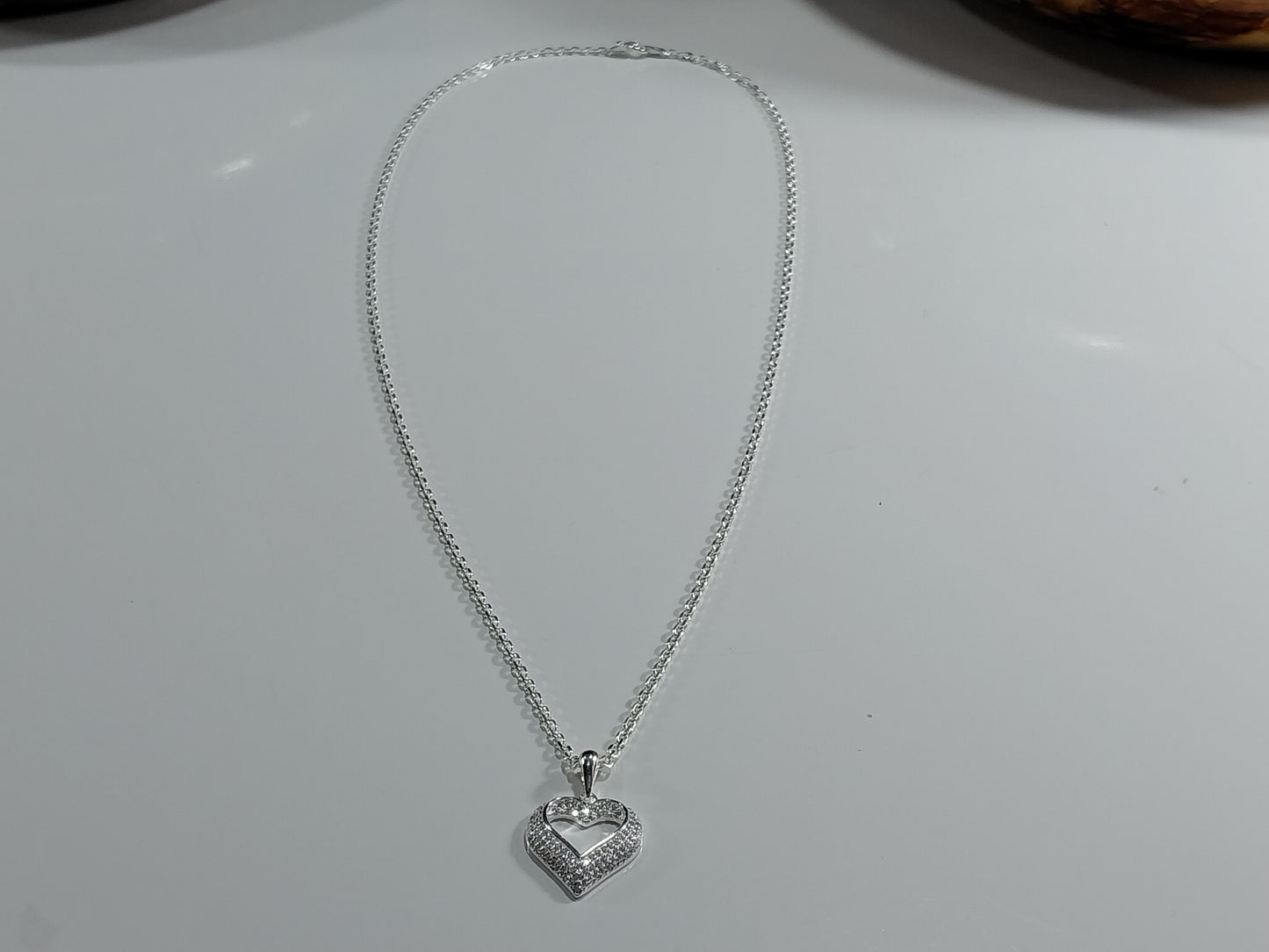 Corrente de Prata 925 - Cartier Elo Médio com Pingente de Prata Coração Vazado