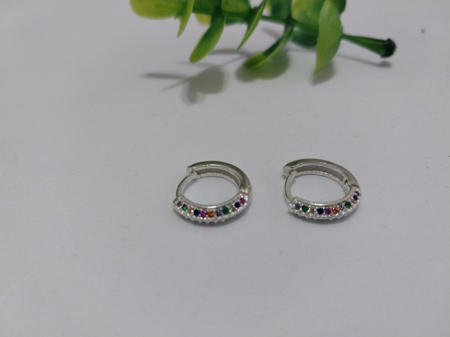 Brinco de Prata 925 - Argola Colorido.