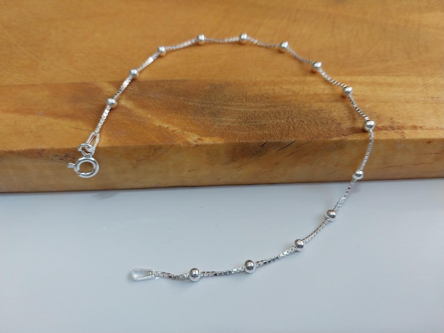 Pulseira de Prata 925 - Elo Veneziana com Bolinhas