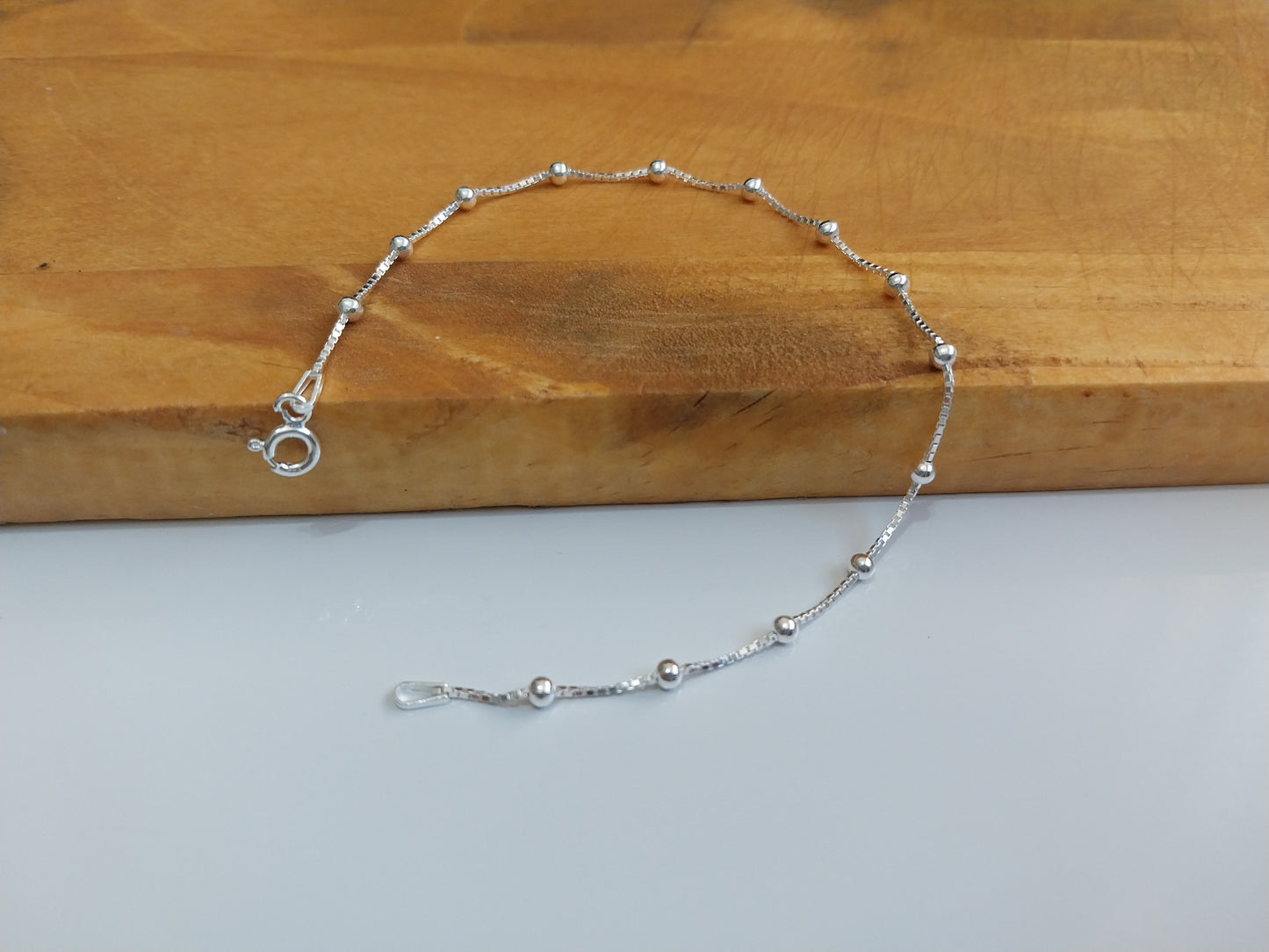 Pulseira de Prata 925 - Elo Veneziana com Bolinhas
