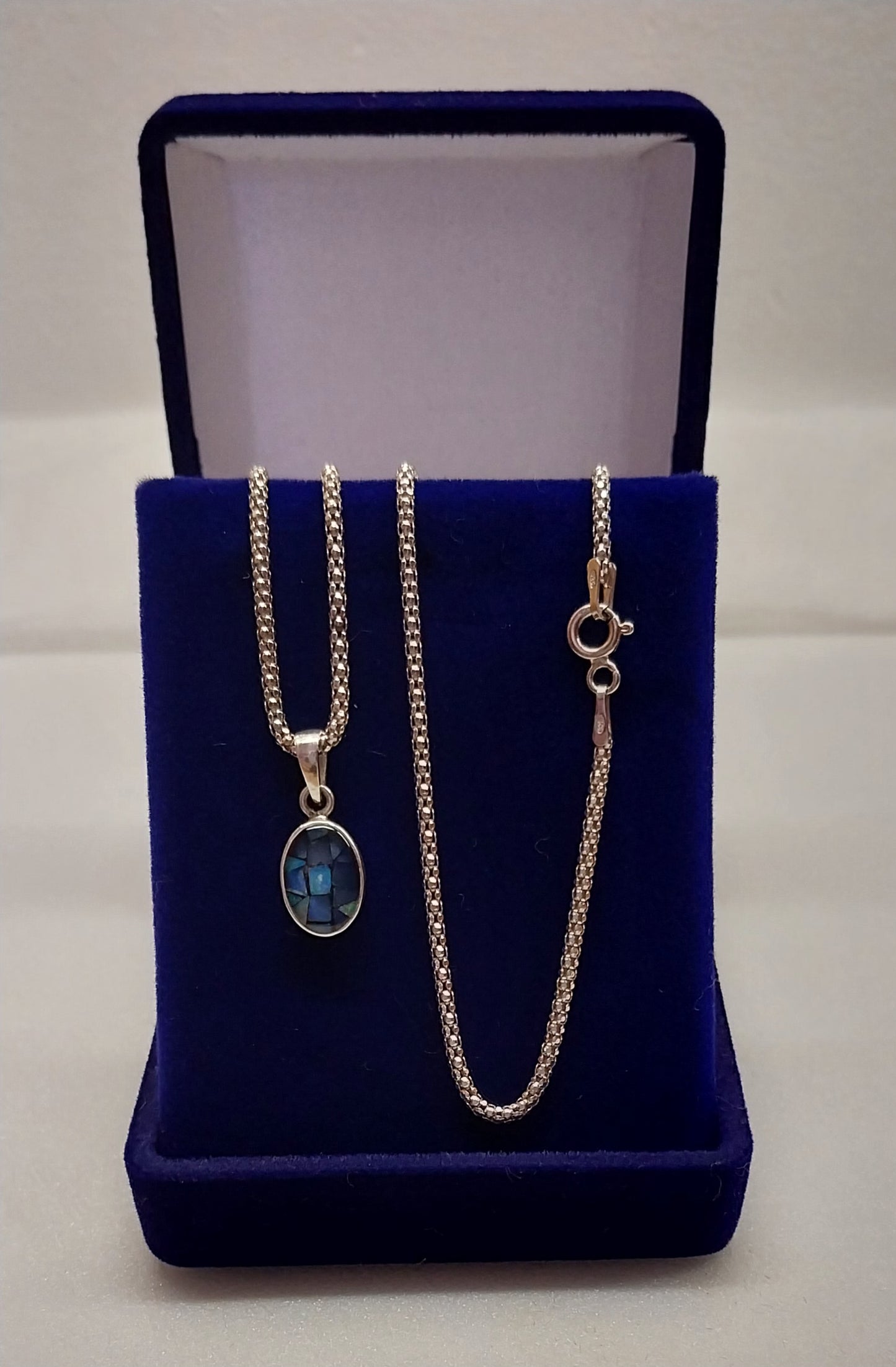 Colar Feminino Prata Legítima com Pingente Gota Pedra Opala Piauí