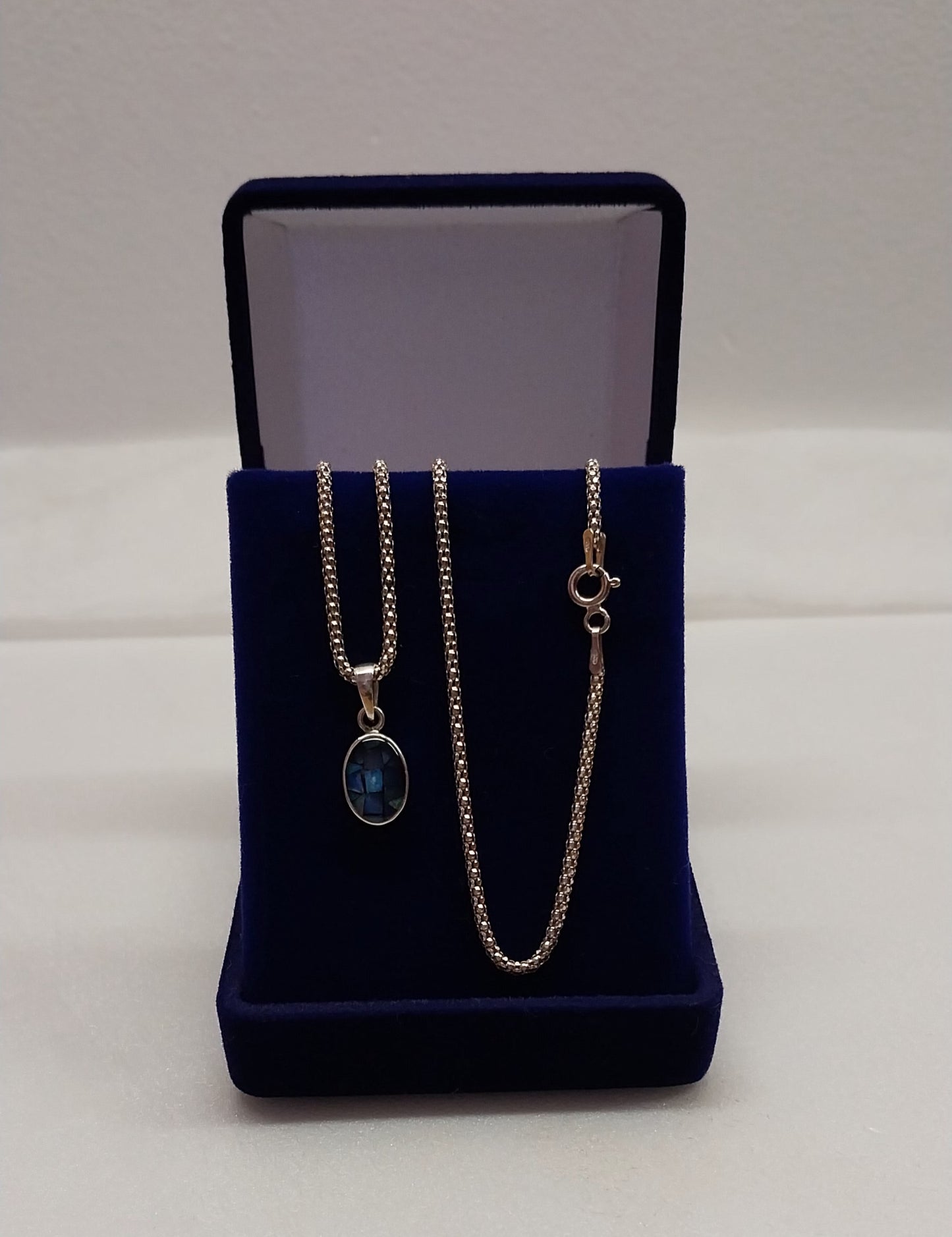 Colar Feminino Prata Legítima com Pingente Gota Pedra Opala Piauí