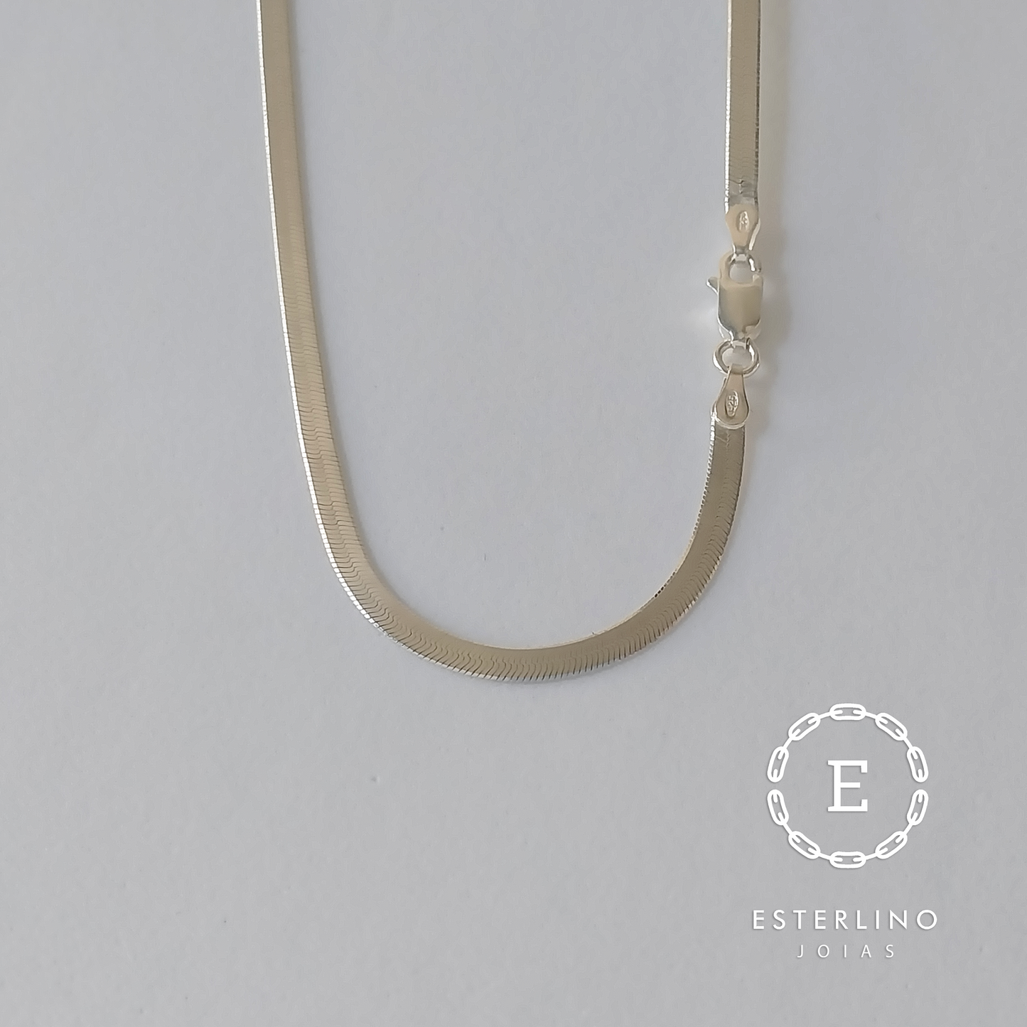 Colar de Prata 925 - Elo Fita Laminado.